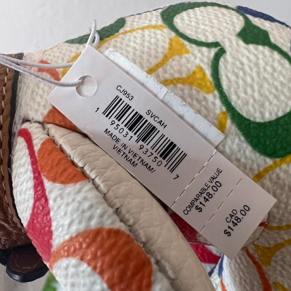 Bear Bag Charm In Rainbow Signature Canvas coach cj953 - Picture 6 of 7